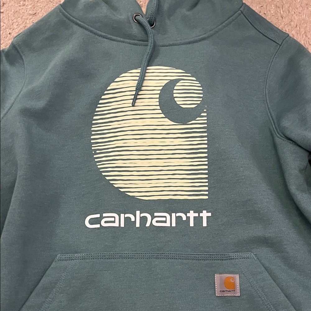 Carhartt Men's Teal Hoodie with Logo